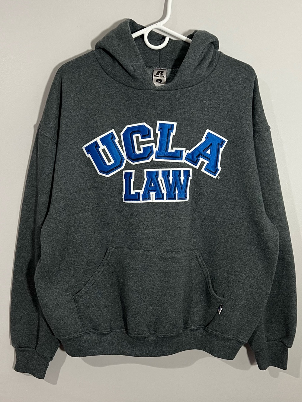 Russell UCLA Bruins Law Gray Blue Pullover Sweatshirt Hoodie Mens Large